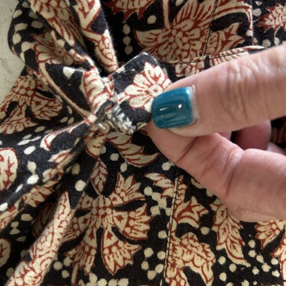 J. Peterman Vintage Batik Floral Print Midi Dress Back Tie Size XS - Picture 7 of 9